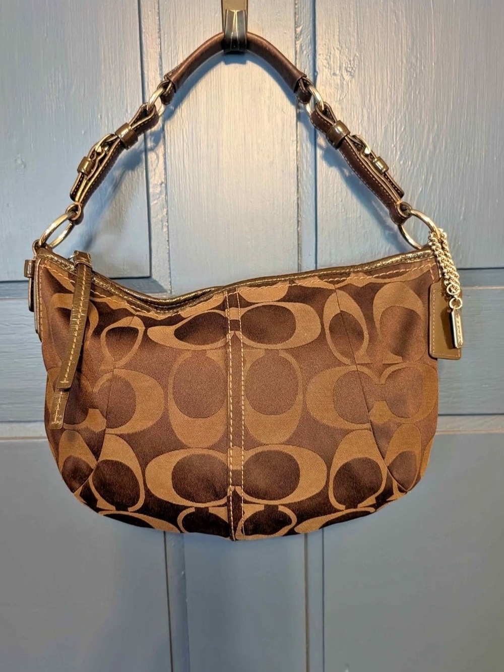 Classic Vintage Coach Signature Jacquard Hobo Purse Y2K